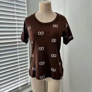 VTG Givenchy for Chesa Brown Logo Embroidered Women's T-Shirt
